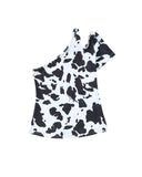Azura Exchange Cow Print Cut out Short Sleeve Top - M