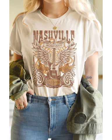 Azura Exchange Music City Guitar Graphic Print T-Shirt - M