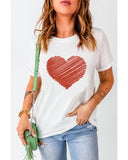 Azura Exchange Glitter Pattern Heart Print T-Shirt - M