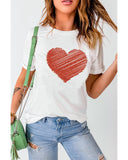 Azura Exchange Glitter Pattern Heart Print T-Shirt - M