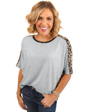 Azura Exchange Leopard Splicing O-neck Short Sleeve T Shirt - XL