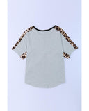 Azura Exchange Leopard Splicing O-neck Short Sleeve T Shirt - XL