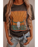 Azura Exchange Steer Skull Graphic Print T-Shirt - 2XL