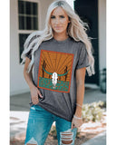 Azura Exchange Steer Skull Graphic Print T-Shirt - 2XL