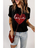 Azura Exchange Leopard Plaid Heart Shaped Crewneck T Shirt - M