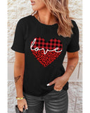 Azura Exchange Leopard Plaid Heart Shaped Crewneck T Shirt - M