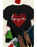 Azura Exchange Leopard Plaid Heart Shaped Crewneck T Shirt - S