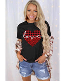 Azura Exchange Leopard Plaid Heart Shaped Crewneck T Shirt - S
