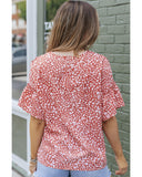 Azura Exchange Leopard Ruffle Sleeve T-Shirt - L
