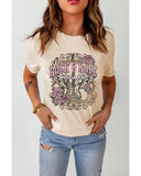 Azura Exchange Vintage Graphic Tee with Khaki ROCK&ROLL Guitar Design - XL
