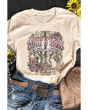 Azura Exchange Vintage Graphic Tee with Khaki ROCK&ROLL Guitar Design - XL