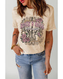 Azura Exchange Vintage Graphic Tee with Khaki ROCK&ROLL Guitar Design - XL