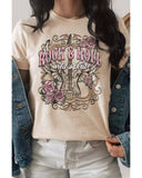 Azura Exchange Vintage Graphic Tee with Khaki ROCK&ROLL Guitar Design - XL