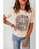 Azura Exchange Vintage Graphic Tee with Khaki ROCK&ROLL Guitar Design - XL