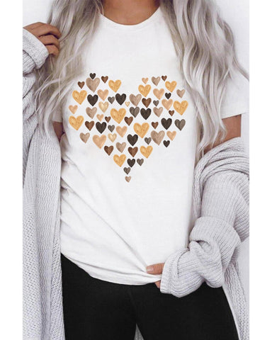 Azura Exchange Heart Shaped Print Crew Neck Graphic Tee - S
