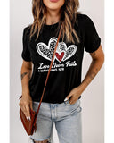 Azura Exchange Leopard Sequin Heart Graphic Valentines Tee - S