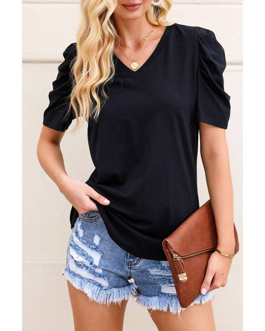 Azura Exchange V-Neck Puff Sleeve T-Shirt - XL