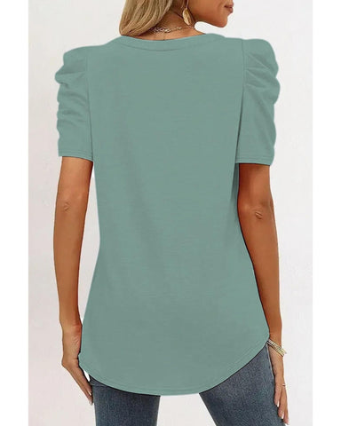 Azura Exchange Puff Sleeve V-Neck T-Shirt - M