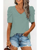 Azura Exchange Puff Sleeve V-Neck T-Shirt - M