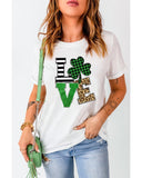 Azura Exchange Graphic Print T-Shirt with Clover Glitter Detail - XL