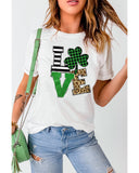 Azura Exchange Graphic Print T-Shirt with Clover Glitter Detail - XL