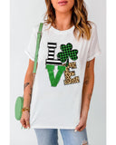 Azura Exchange Graphic Print T-Shirt with Clover Glitter Detail - XL