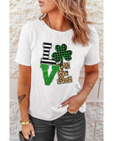 Azura Exchange Graphic Print T-Shirt with Clover Glitter Detail - XL