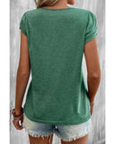 Azura Exchange V Neck Overlap Short Sleeve Top - M