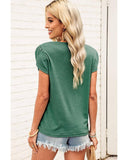 Azura Exchange V Neck Overlap Short Sleeve Top - M