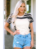 Azura Exchange Tie Dye Stripe Print Bleached T-Shirt - L