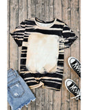 Azura Exchange Tie Dye Stripe Print Bleached T-Shirt - L