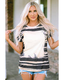 Azura Exchange Tie Dye Stripe Print Bleached T-Shirt - L