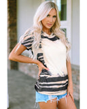 Azura Exchange Tie Dye Stripe Print Bleached T-Shirt - L