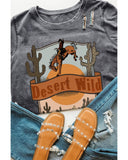 Azura Exchange Wild Cowboy Cactus Print Graphic Tee - L