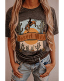 Azura Exchange Wild Cowboy Cactus Print Graphic Tee - L