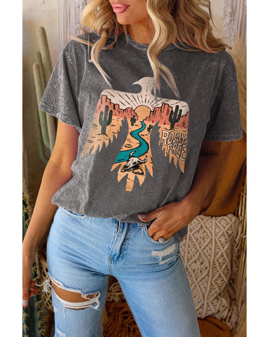 Azura Exchange Skull Bird Print Short Sleeve Tee - L