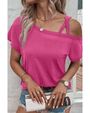 Azura Exchange One Shoulder Asymmetric Criss Cross T-Shirt - XL