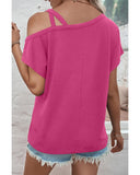 Azura Exchange One Shoulder Asymmetric Criss Cross T-Shirt - XL