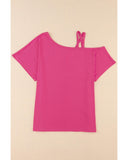 Azura Exchange One Shoulder Asymmetric Criss Cross T-Shirt - XL