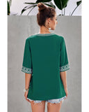 Azura Exchange V Neckline Half Sleeve Blouse - M