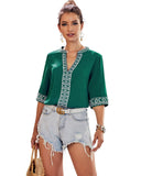 Azura Exchange V Neckline Half Sleeve Blouse - M