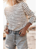 Azura Exchange Retro Striped Long Sleeve Top - S