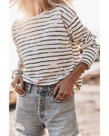 Azura Exchange Retro Striped Long Sleeve Top - S