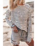 Azura Exchange Retro Striped Long Sleeve Top - S