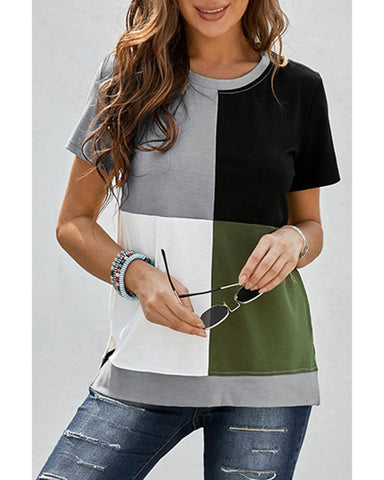 Azura Exchange Colorblock T-shirt with Slits - 2XL