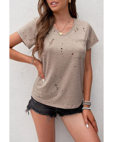 Azura Exchange Ripped Pocket Tee - L