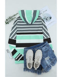 Azura Exchange Striped Drawstring Long Sleeve Hoodie - S