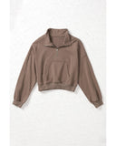 Azura Exchange Zipped Cropped Sweatshirt with Pocket - M
