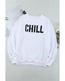 Azura Exchange CHILL Letters Pattern Sweatshirt with Contrast Trim - S