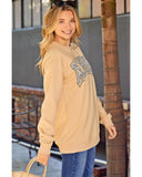 Azura Exchange Leopard Letter Print Oversized Pullover Sweatshirt - S